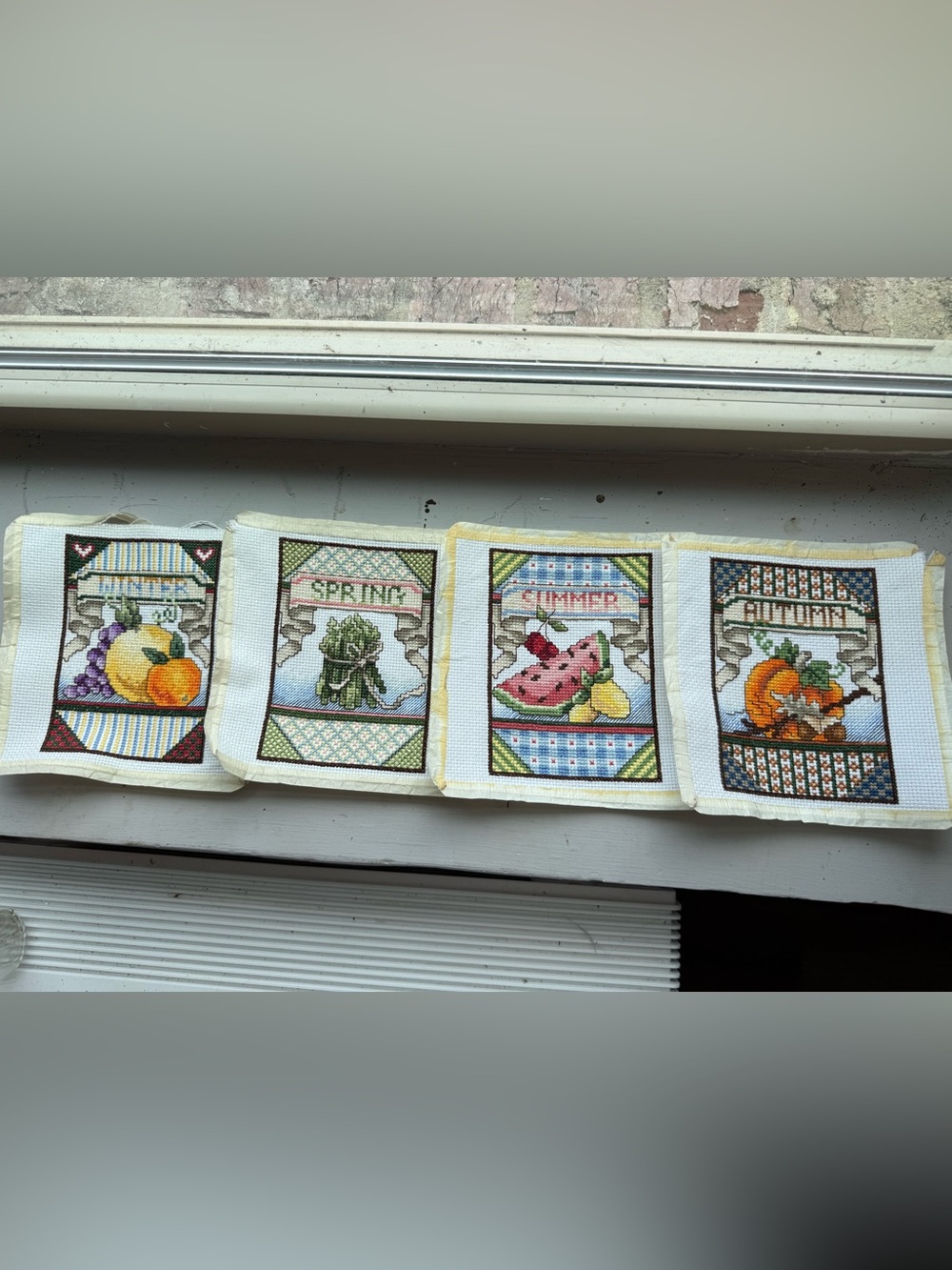 Seasonal Cross-Stitch Kitchen Panels - Spring,Autumn Winter